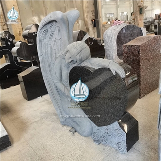 Standing Angel Headstones Hunan White Marble Monument