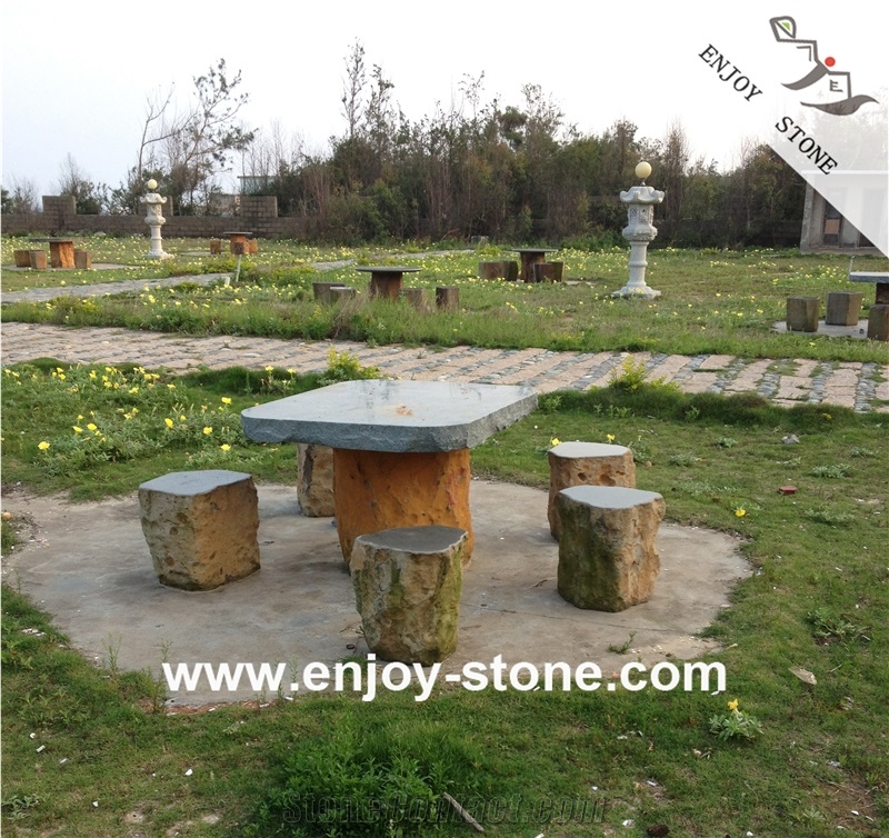 Grey Basalt Bench,Garden/Outdoor Bench & Table, Honed Finish