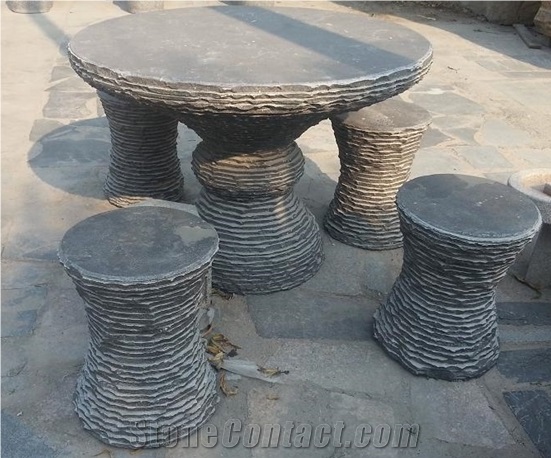 Grey Basalt Bench,Garden/Outdoor Bench & Table, Honed Finish