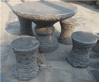 Grey Basalt Bench,Garden/Outdoor Bench & Table, Honed Finish