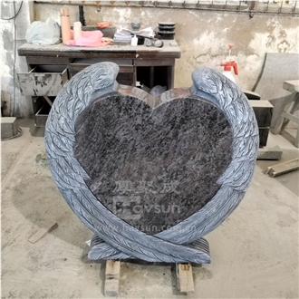Vizag Blue Granite Wing With Hearts Memorial Headstones Vizag Blue Granite Wing With Hearts Memorial Headstones