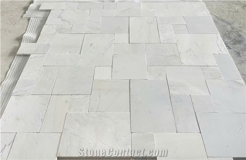 White Marble Antiqued French Pattern Tiles From Vietnam