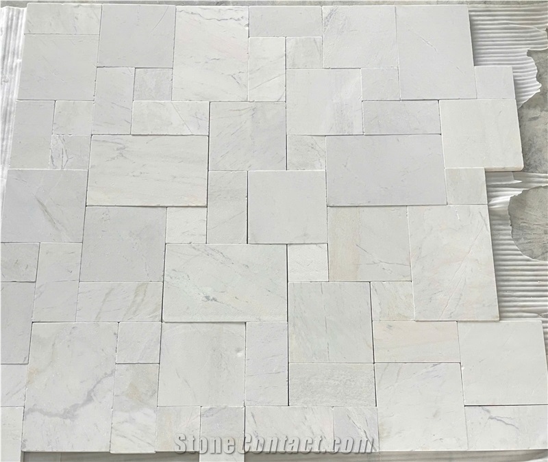 White Marble Antiqued French Pattern Tiles From Vietnam