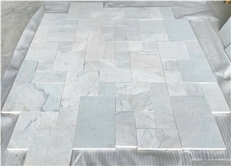 White Marble Antiqued French Pattern Tiles From Vietnam