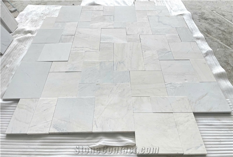 White Marble Antiqued French Pattern Tiles From Vietnam