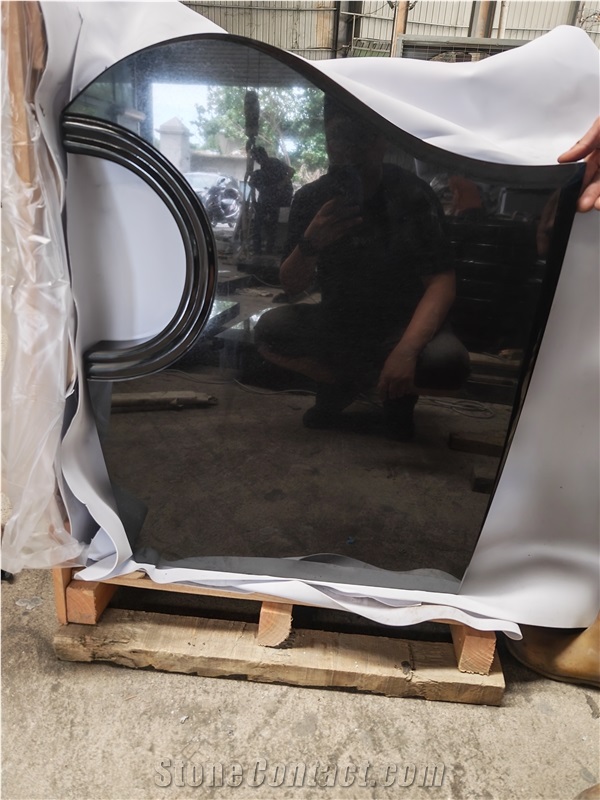 New China Black Polish Style Tombstone