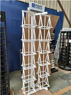 Double - Column Square Sample Display Stand.