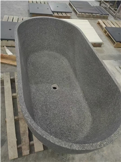 Solid Stone Grey Terrazzo Freestanding Bathtub For SPA