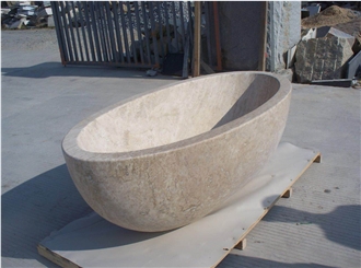 Solid Stone Grey Terrazzo Freestanding Bathtub For SPA