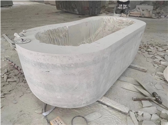 Solid Stone Grey Terrazzo Freestanding Bathtub For SPA