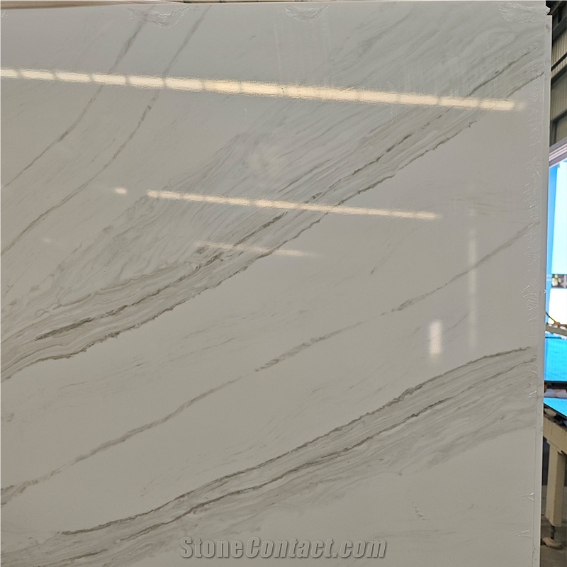 Book-Matched Warm White Quartz Slabs