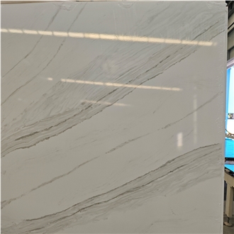 Book-Matched Warm White Quartz Slabs