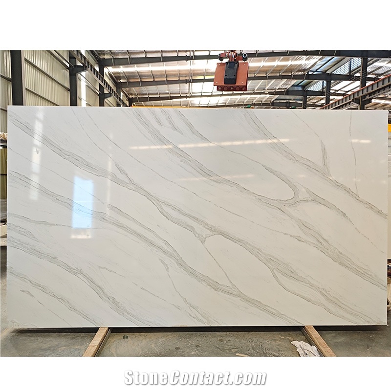 Book-Matched Warm White Quartz Slabs