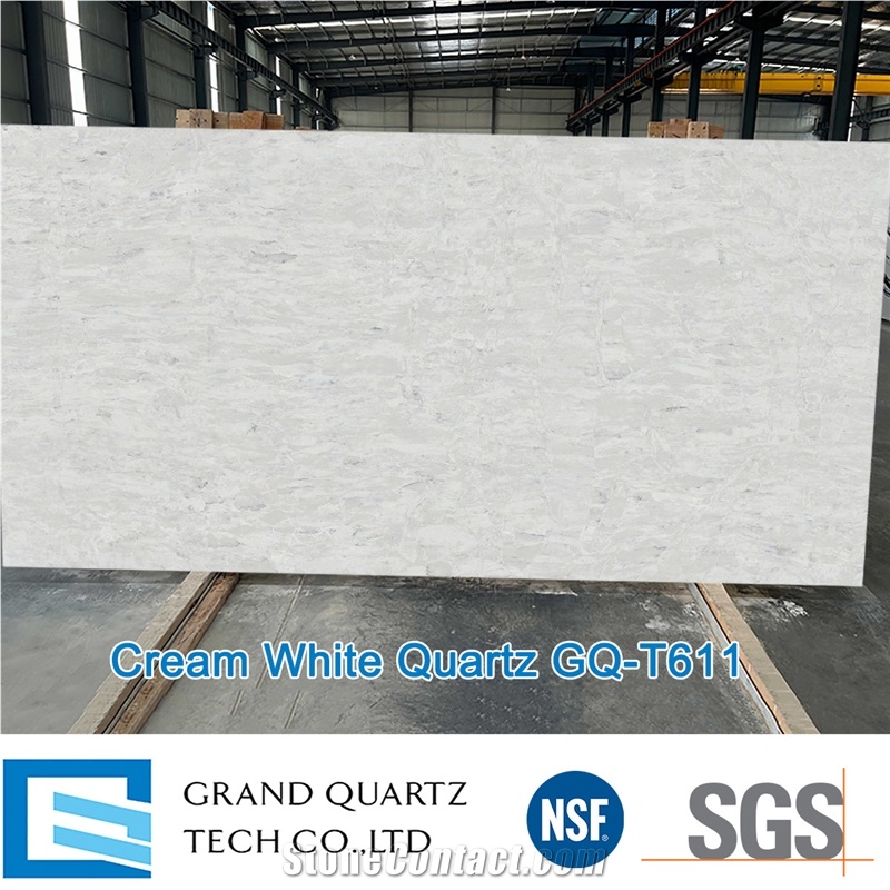 Cream White Quartz Slabs GQ-T611