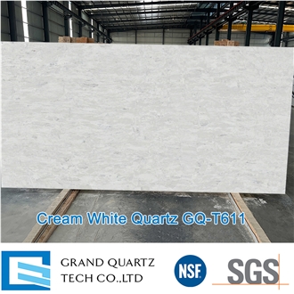 Cream White Quartz Slabs GQ-T611