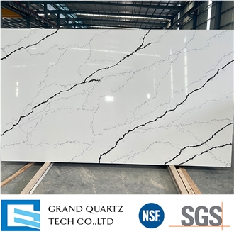 Super White And Black Veins Quartz Slabs