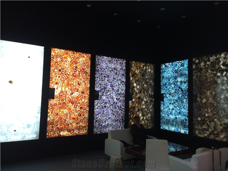 Backlit Agate Semiprecious Stone Slabs Wall Decor