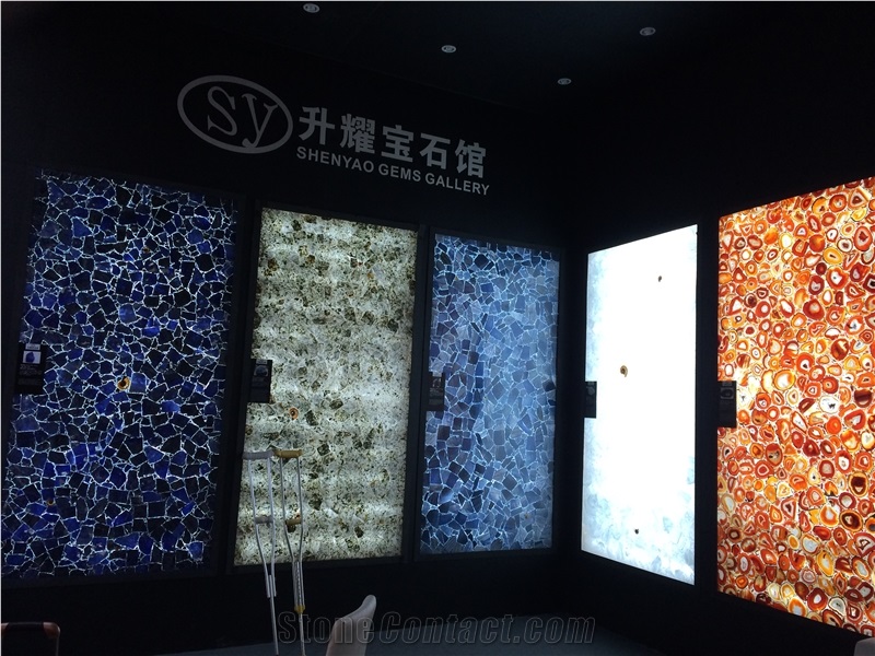 Backlit Agate Semiprecious Stone Slabs Wall Decor
