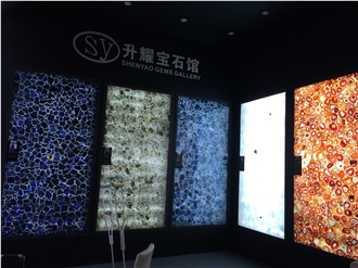 Backlit Agate Semiprecious Stone Slabs Wall Decor