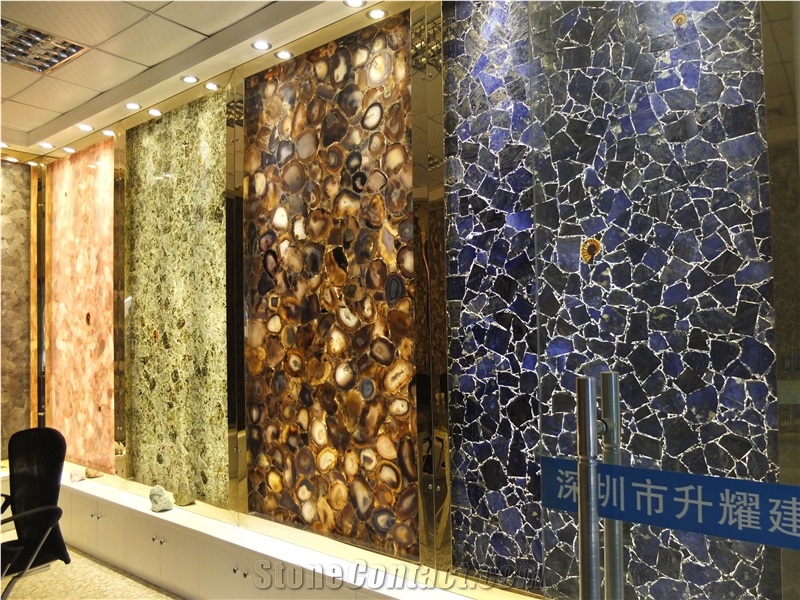 Backlit Agate Semiprecious Stone Slabs Wall Decor