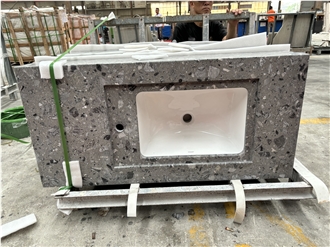 Fossil Grey Terrazzo Bathroom Vanity Top Bath Tops