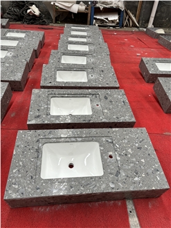 Fossil Grey Terrazzo Bathroom Vanity Top Bath Tops