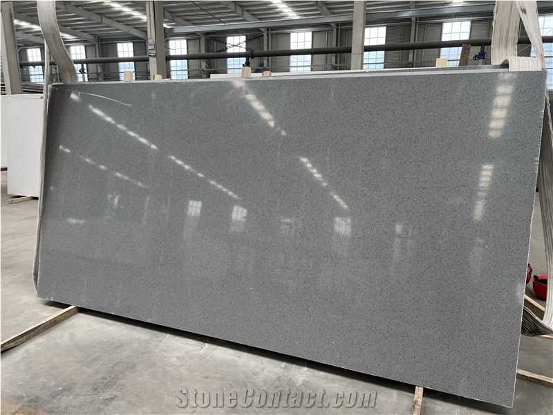 Pure Grey Granule Quartz Slabs Zero Silicon  Quartz