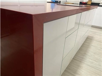 Pure Red Quartz Kitchen Countertops