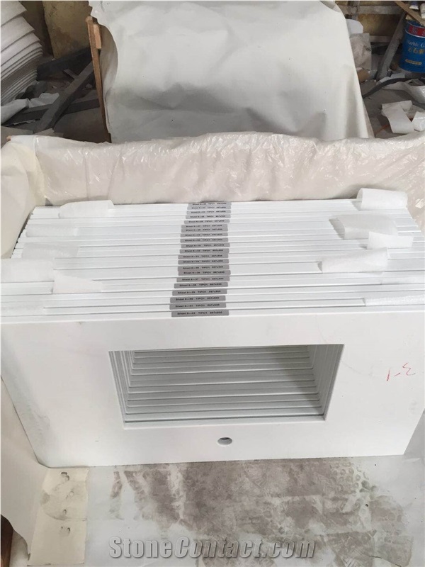 Pure White Nano Glass Stone Vanity Bath Tops