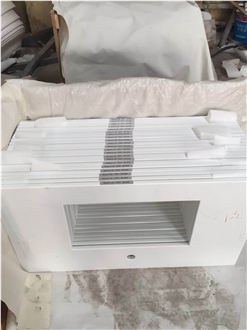 Pure White Nano Glass Stone Vanity Bath Tops