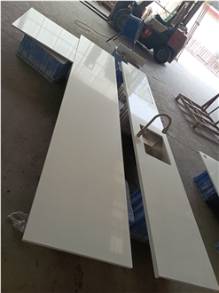 GOLDTOP 2002 Pure White  Quartz Kitchen Tops For Hotel
