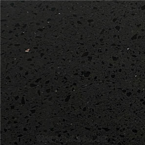 (Vietnam Quartz) Sparkling Black Quartz Slabs