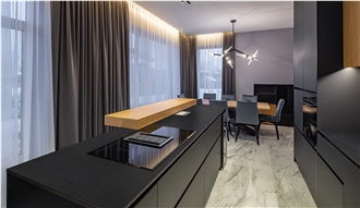 (Vietnam Quartz) Sparkling Black Quartz Slabs