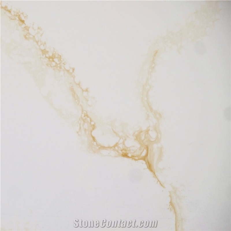 (Vietnam Quartz) Calacatta Polaris Gold Quartz Slabs