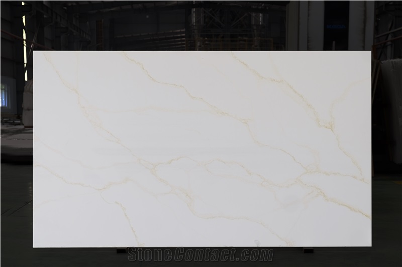 (Vietnam Quartz) Calacatta Polaris Gold Quartz Slabs