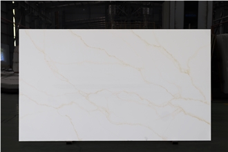 (Vietnam Quartz) Calacatta Polaris Gold Quartz Slabs
