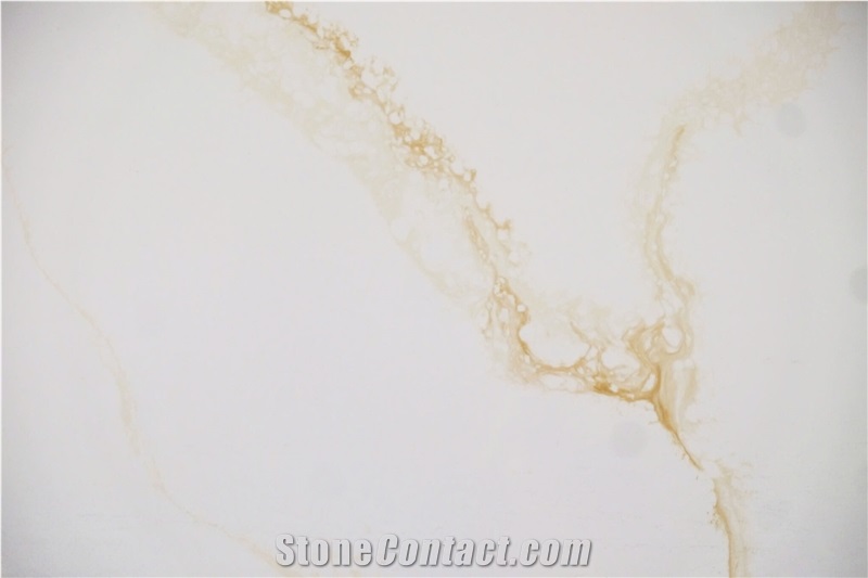 (Vietnam Quartz) Calacatta Polaris Gold Quartz Slabs