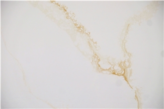 (Vietnam Quartz) Calacatta Polaris Gold Quartz Slabs
