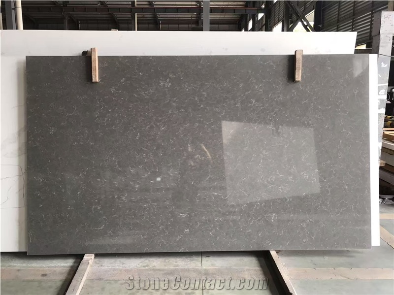 3D Printed Artificial Quartz Slabs Stone Grey Color
