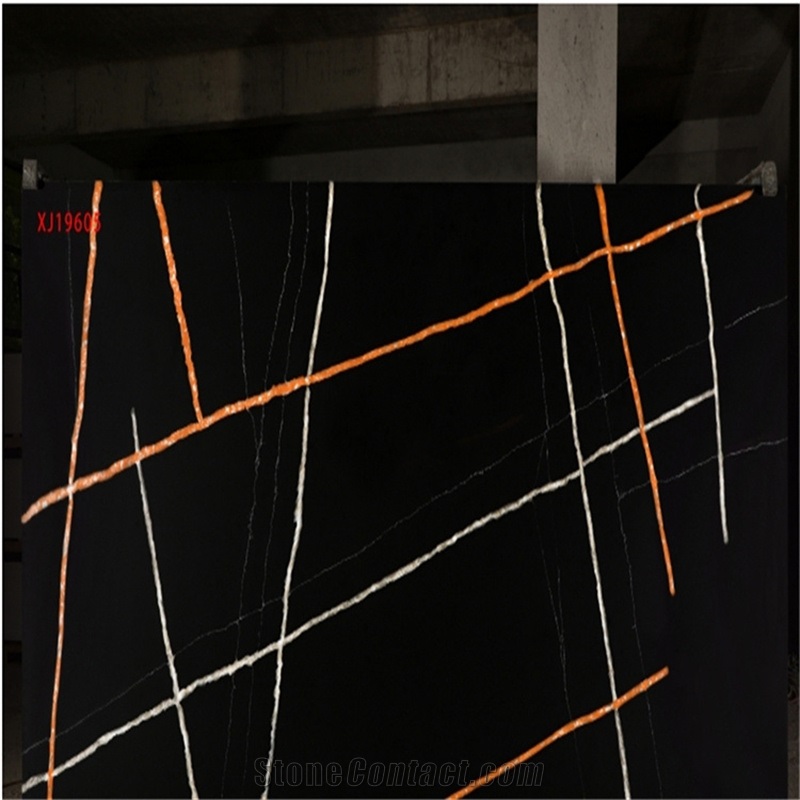 Noir Aziza Texture Quartz Slabs, Quartz Tiles