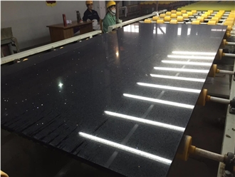 Artificial Stone Sparkle Crystal Floor Black Quartz Slabs