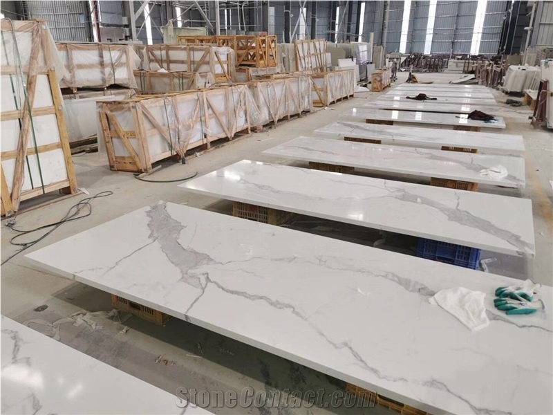 Engineered Stone Marble Effect Quartz Slabs, Wall Panels