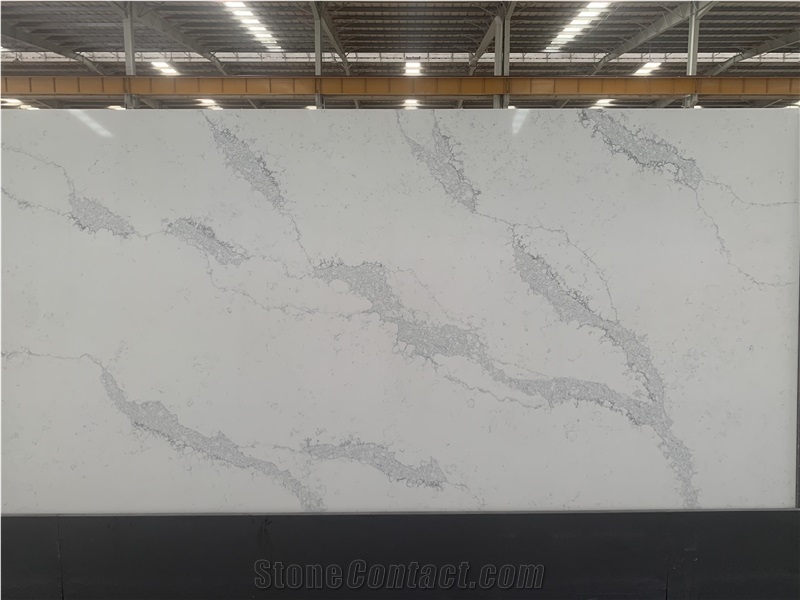 Kungfu Stone Bold Grey Veins Calacatta Quartz Slabs