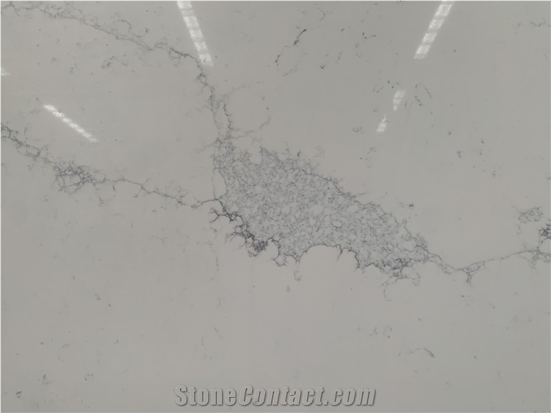 Kungfu Stone Bold Grey Veins Calacatta Quartz Slabs