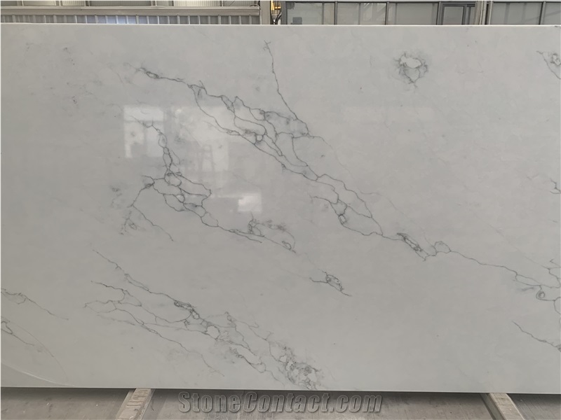 Kungfu Stone Calacatta White Monet Quartz Slabs