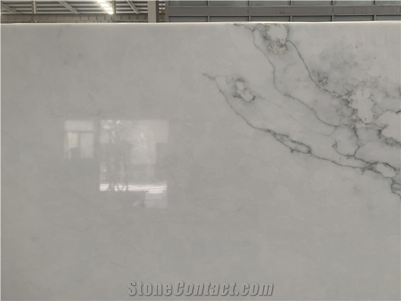 Kungfu Stone Calacatta White Monet Quartz Slabs