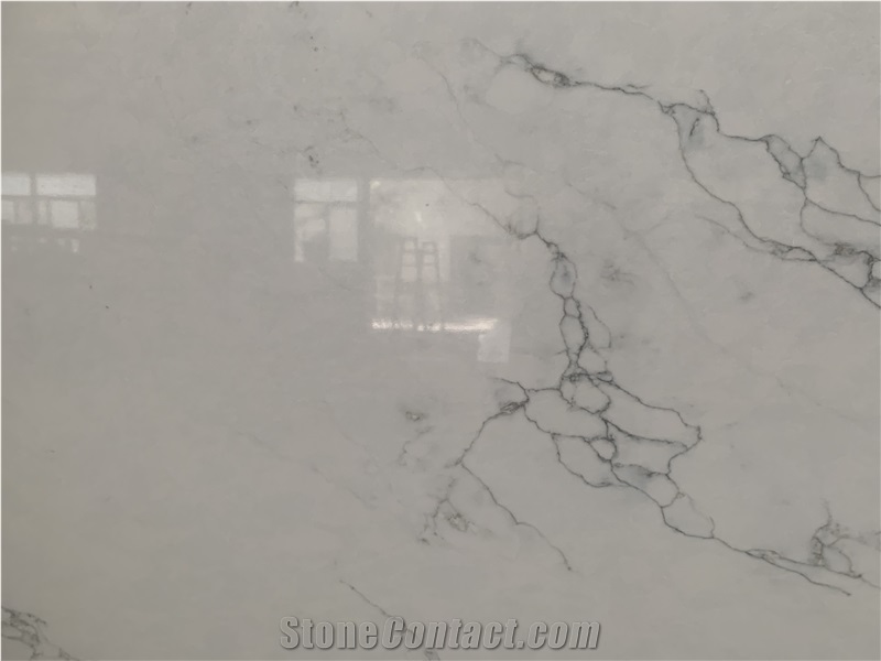 Kungfu Stone Calacatta White Monet Quartz Slabs