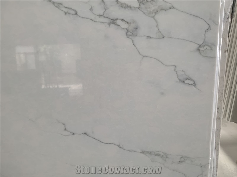 Kungfu Stone Calacatta White Monet Quartz Slabs