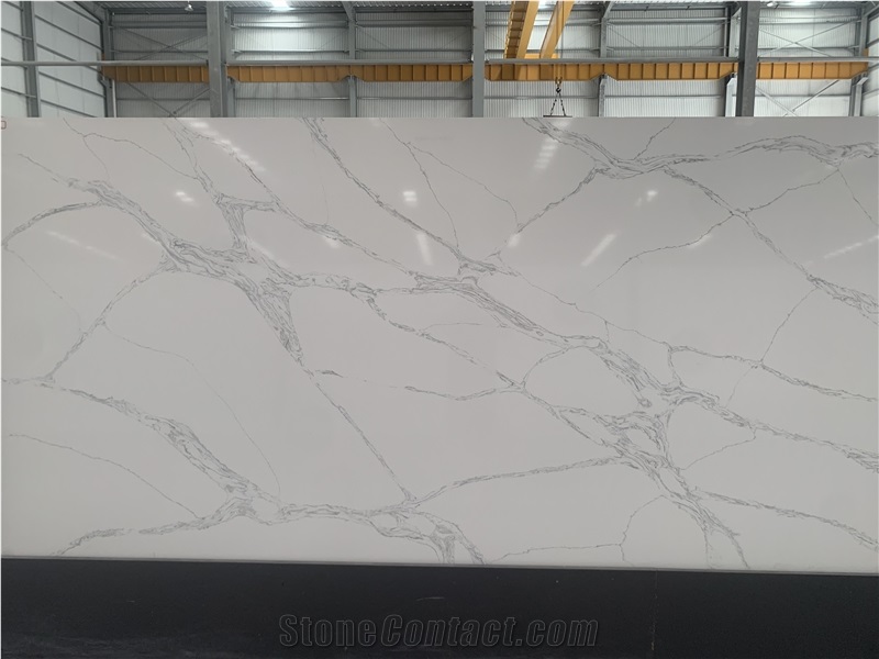 Kungfu Stone Calcatta White With Grey Veins Quartz Slabs