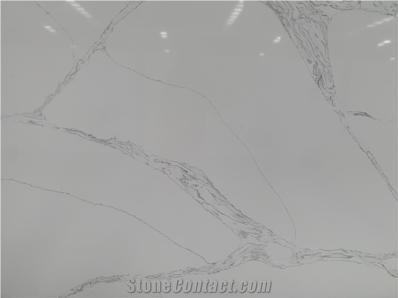 Kungfu Stone Calcatta White With Grey Veins Quartz Slabs
